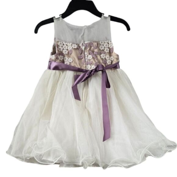 Rare Editions Baby Girl Formal Dress Purple Embroidered Frilly Mesh Tulle Ruffle - Picture 5 of 12